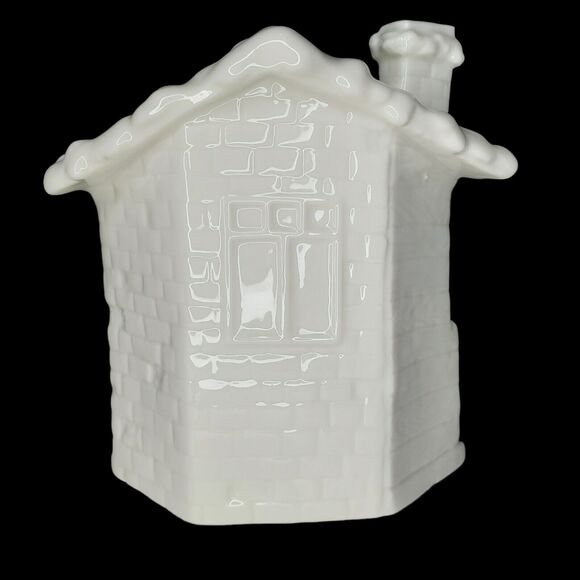 Santa Elf Toy Workshop White Gold Christmas Porcelain North Pole - Picture 6 of 8